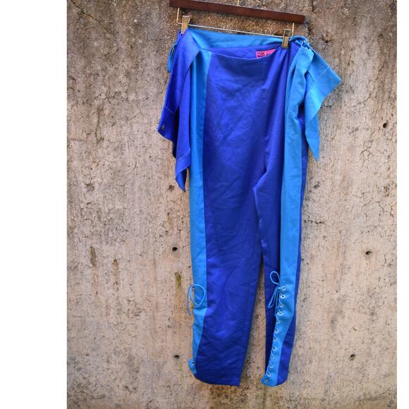 Tyler McGillivary Two-Tone Blue Lace-Up Flare Pants – Size L, NWT - Picture 5 of 6